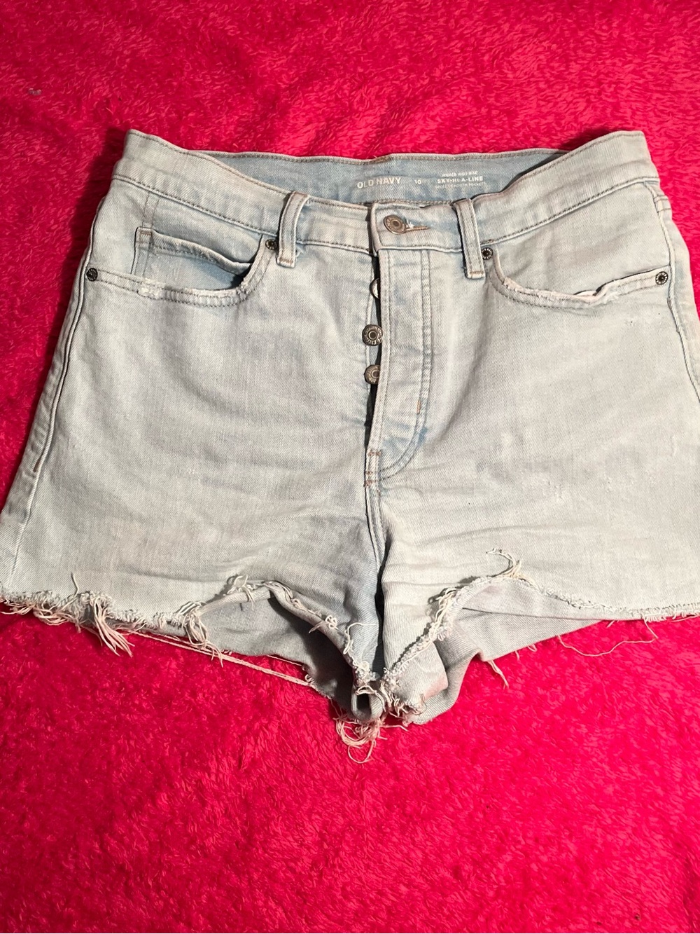 Old Navy Light Wash High-Rise Frayed Hem Denim Shorts